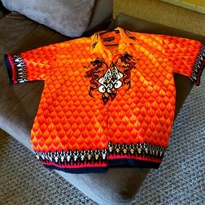 MENS TRIBAL DESIGN BOWLING SHIRT